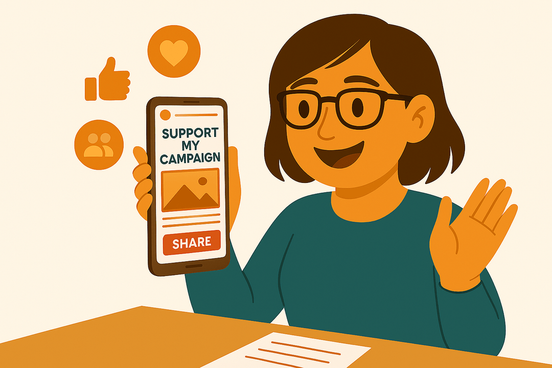 Illustration of woman receiving financial support